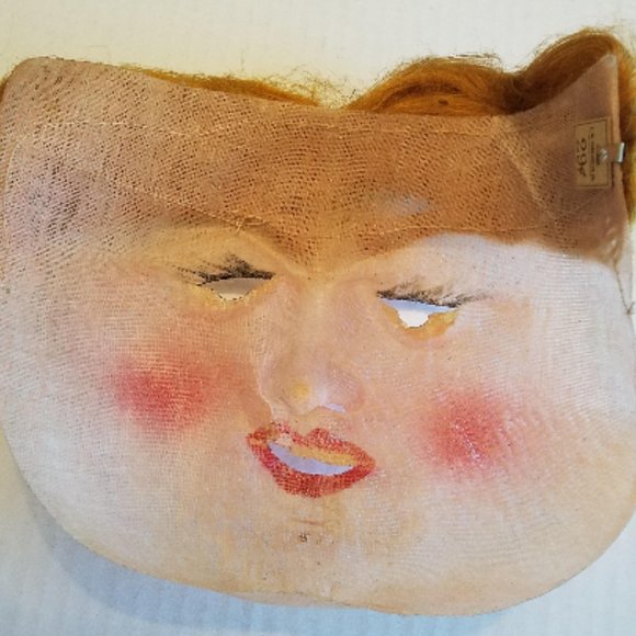 HALLOWEEN Face MASK w/ HAIR Super Creepy 1930s/40s - Picture 3 of 4